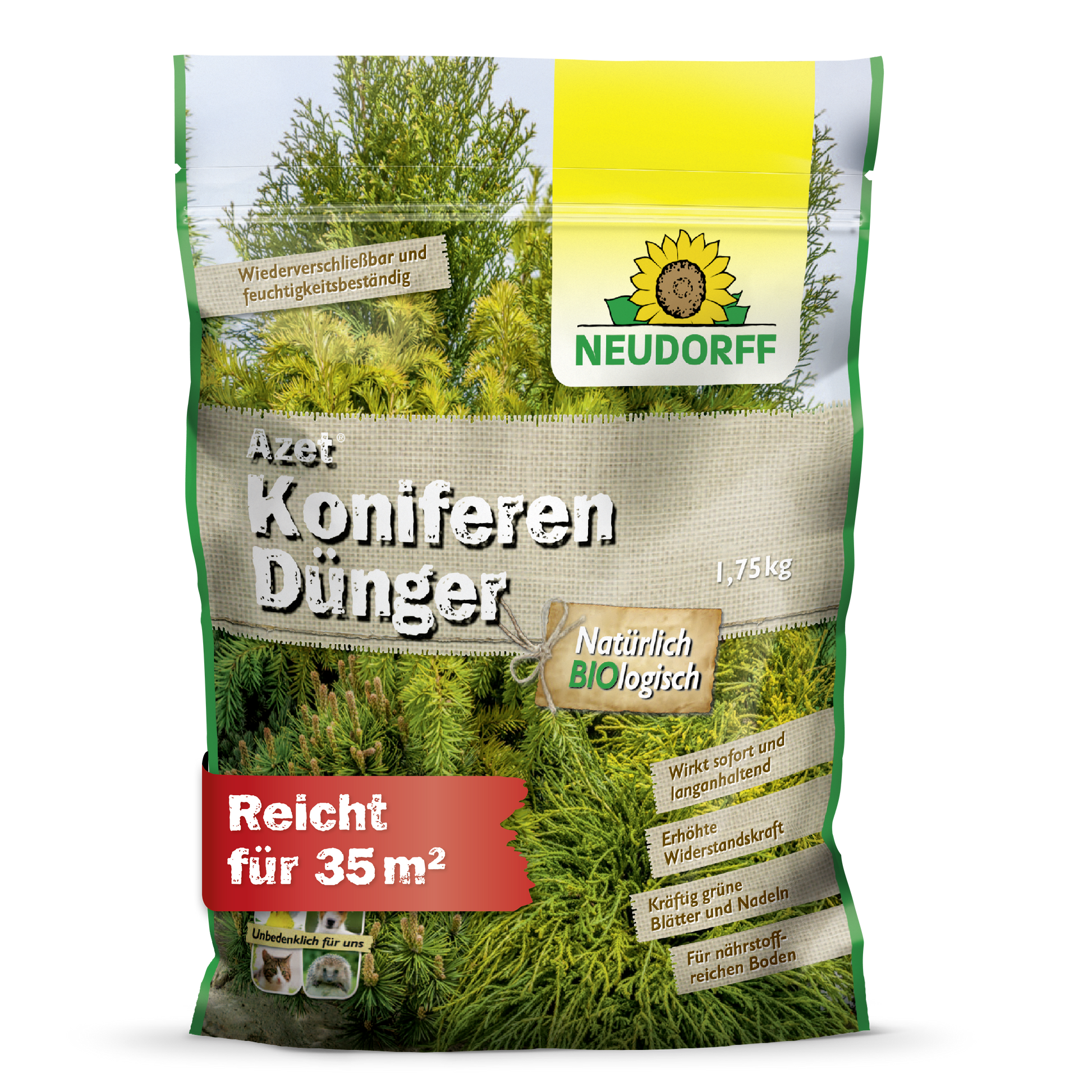 Ein Beutel Azet KoniferenDünger von Neudorff Shop - perfekt für üppige, gesunde Pflanzen und einen lebendigen Sichtschutz in Ihrem Garten.