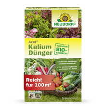 Azet KaliumDünger din magazinul Neudorff este un îngrășământ organic pentru toate plantele de grădină, previne deficiența de potasiu, acoperă până la 100 m² și arată imagini cu legume și flori - ideal pentru fertilizarea plantelor.