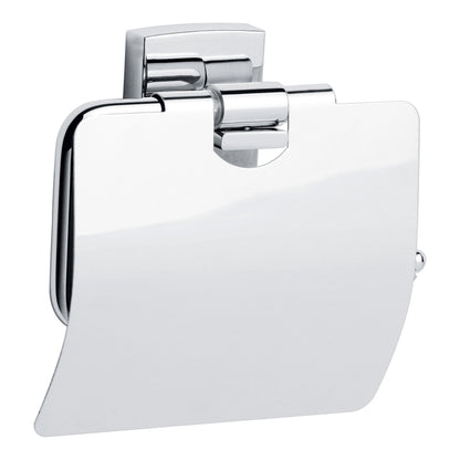 tesa Klaam Toilettenpapierhalter mit Deckel, verchromt, inkl. Klebelösung