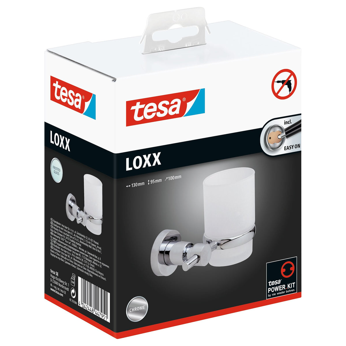 tesa Loxx Zahnbürstenhalter in Edelstahloptik, inkl. Klebelösung