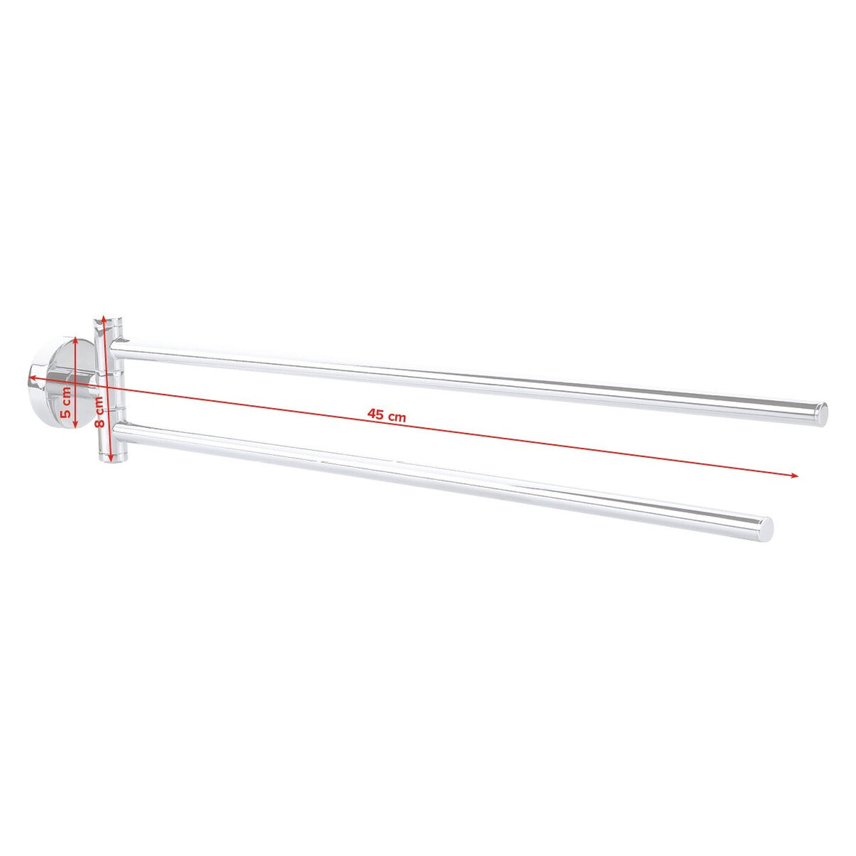 tesa SMOOZ Wandhandtuchhalter, 2-armig, verchromt, Klebelösung – Abmessungen