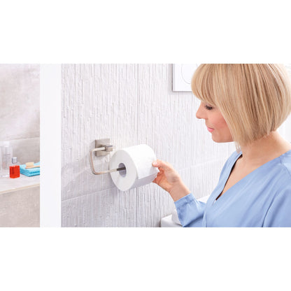tesa EXXCLUSIV Toilettenpapierhalter, Edelstahloptik, Klebelösung – Anwendung