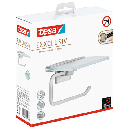 tesa EXXCLUSIV Toilettenpapierhalter m. Ablage, inkl. Klebelösung