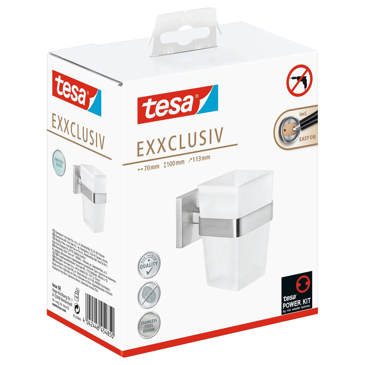 tesa EXXCLUSIV Zahnbürstenhalter, edles Design, inkl. Klebelösung