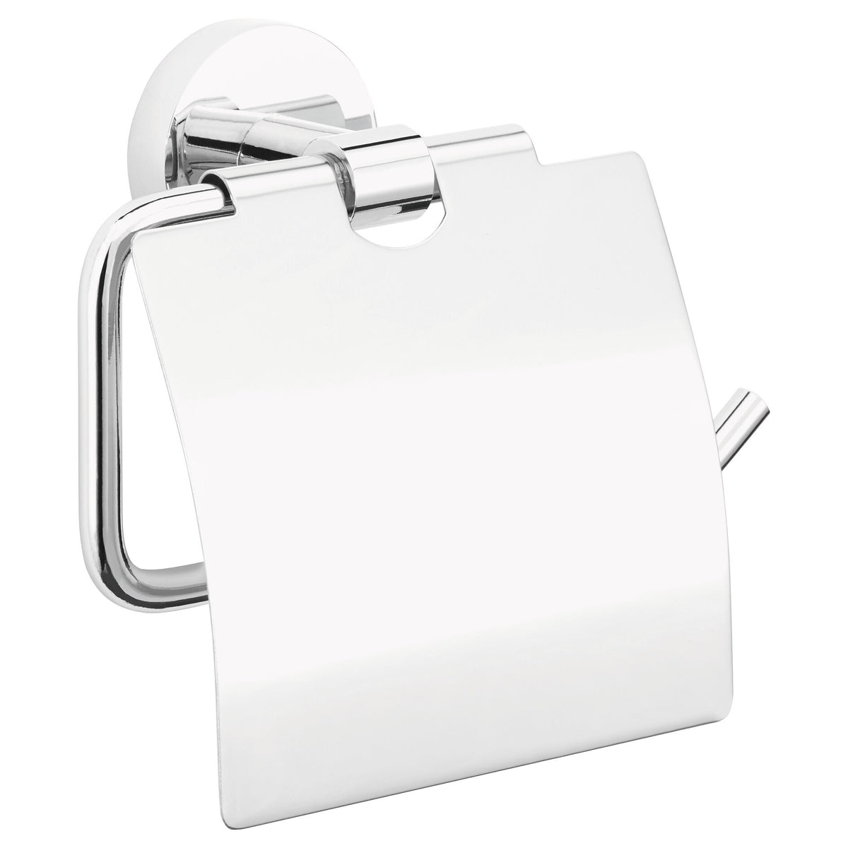 tesa Exxcellent Toilettenpapierhalter mit Deckel, Metall, verchromt, inkl. Klebelösung