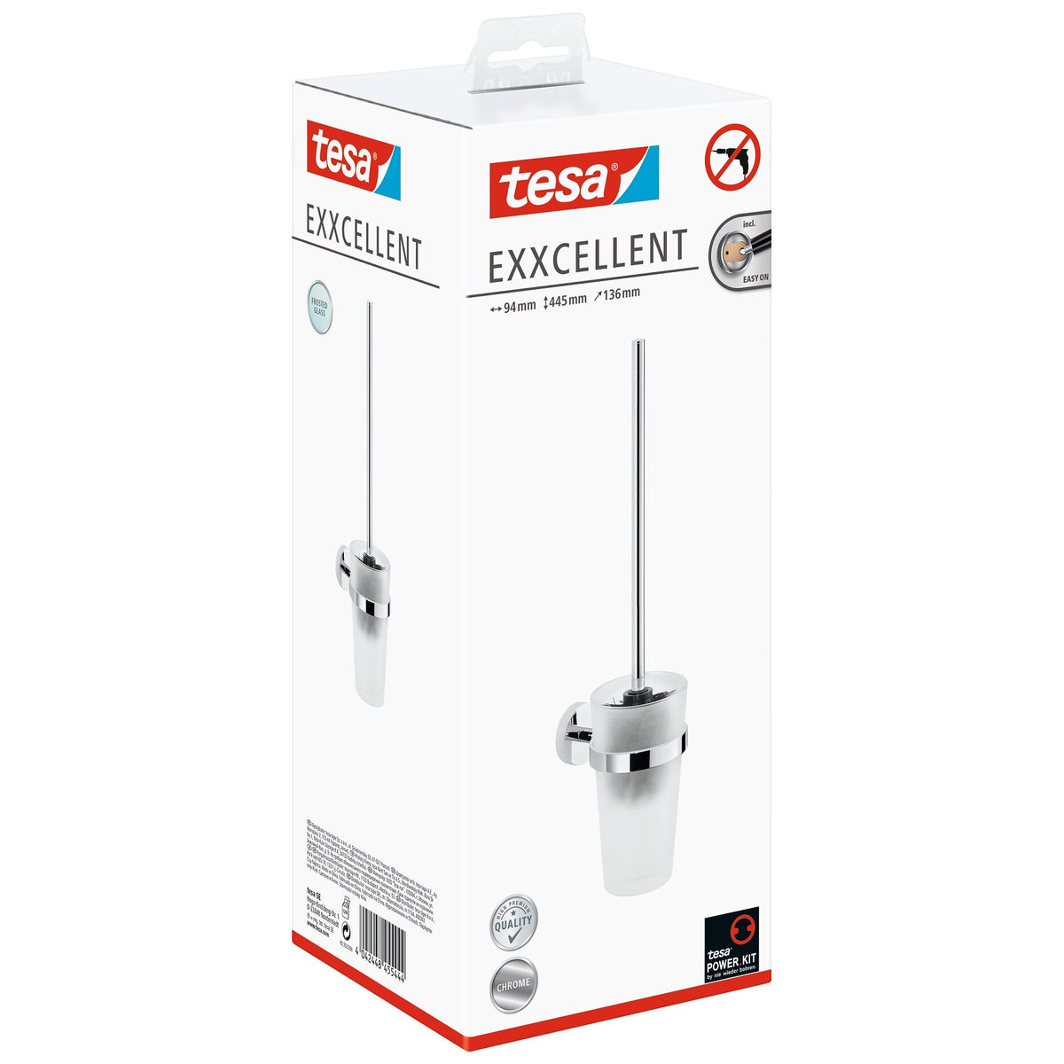 tesa Exxcellent Toilettenbürste, Metall, verchromt, inkl. Klebelösung