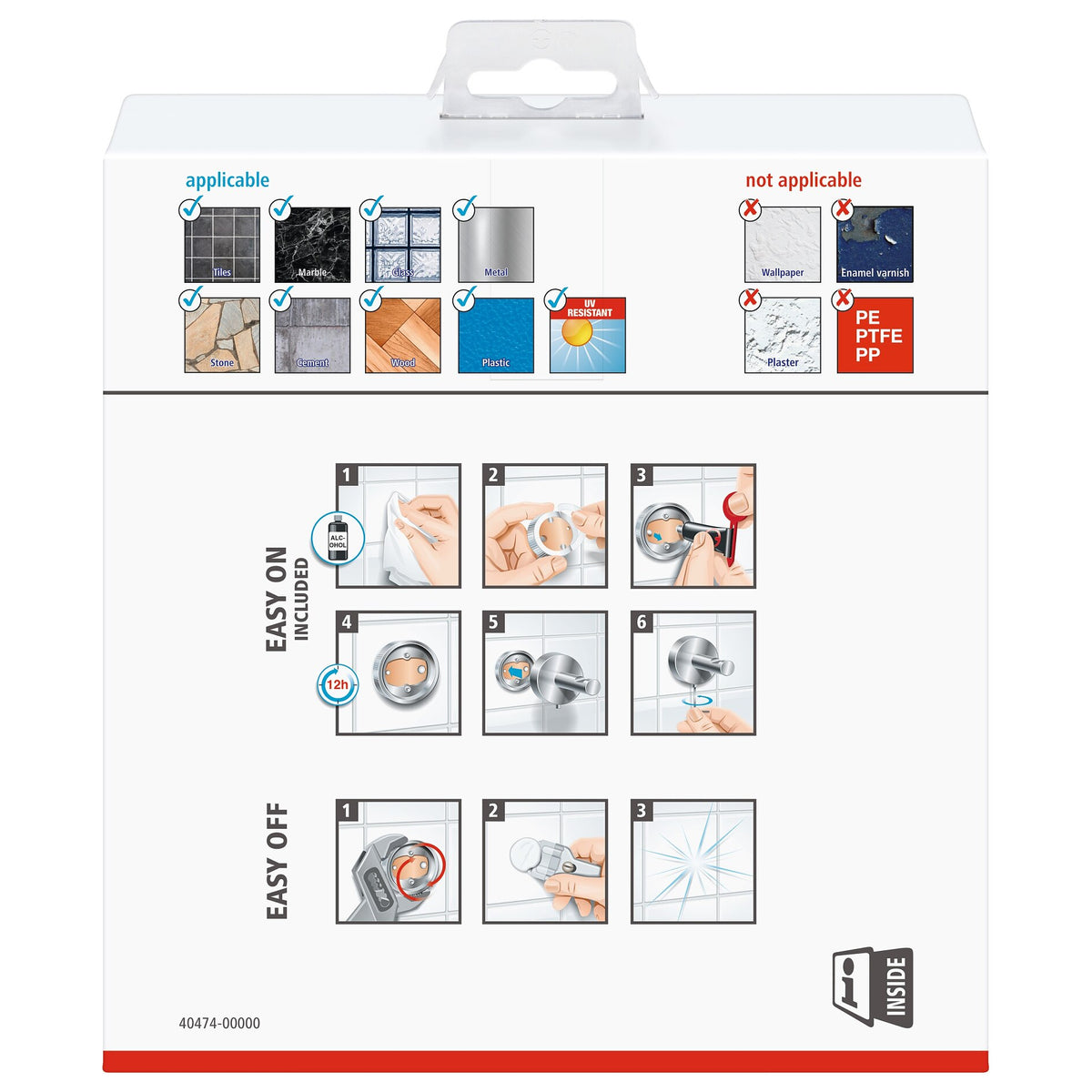 tesa Exxcellent Handtuchring, Metall, verchromt, inkl. Klebelösung