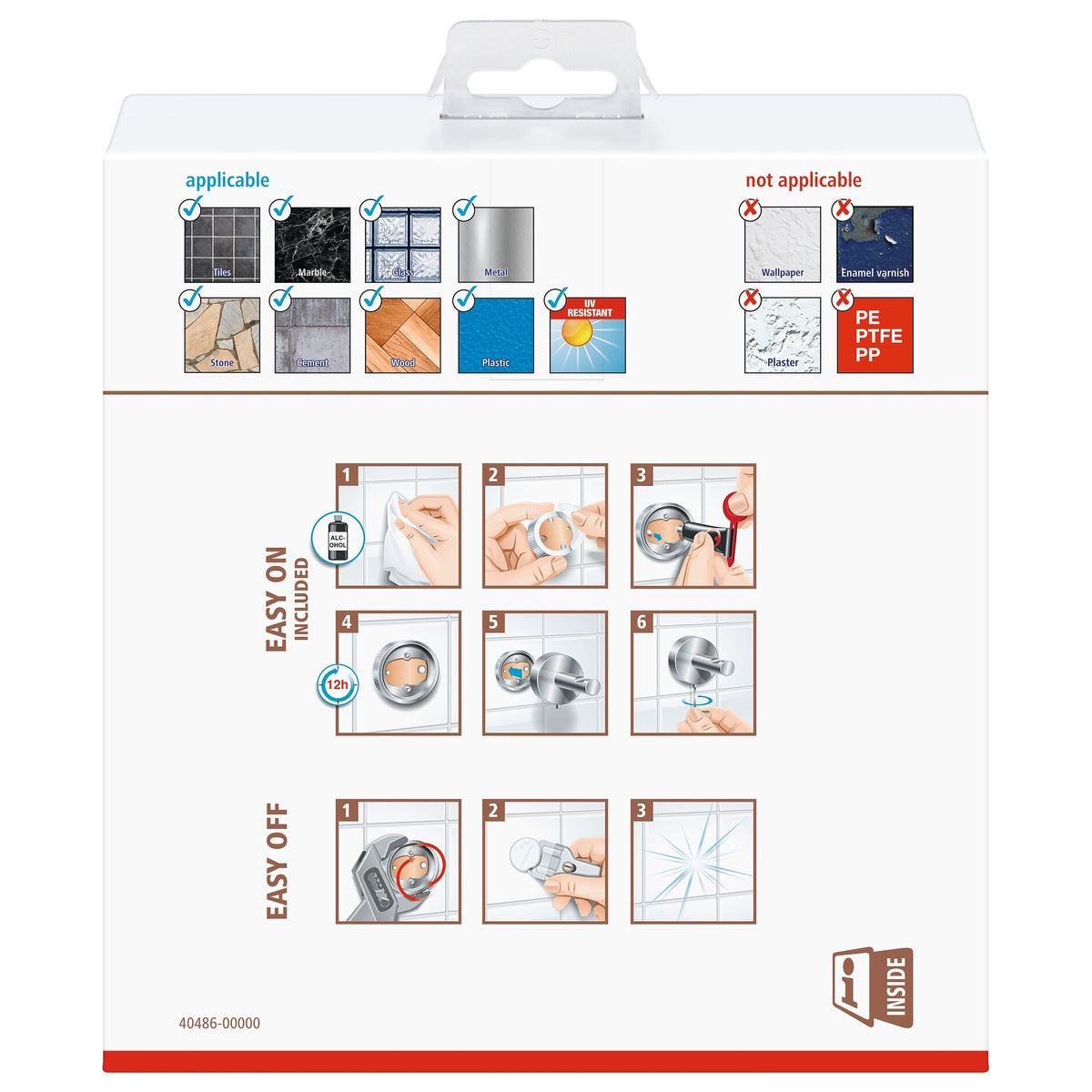 tesa Nooblesse Handtuchring, Edelstahloptik, inkl. Klebelösung