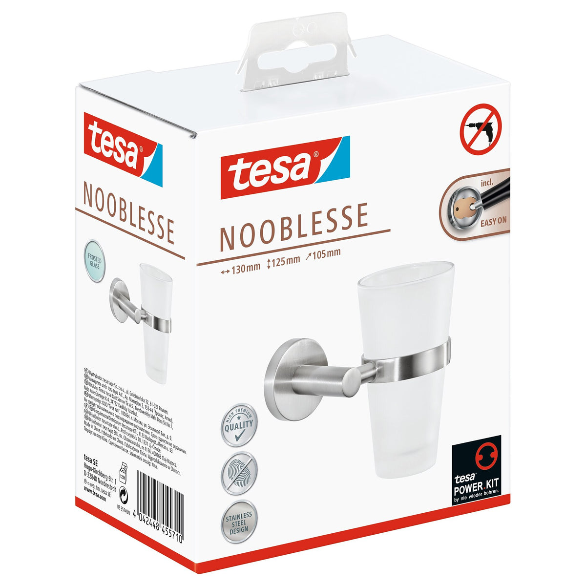 tesa Nooblesse Zahnbürstenhalter, schickes Design, inkl. Klebelösung