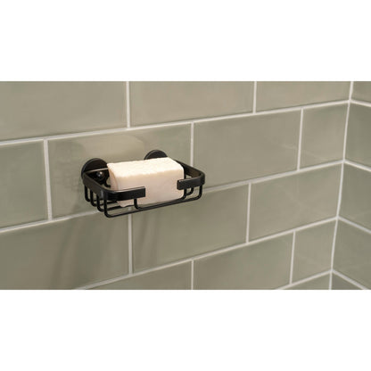 tesa ALUXX BLACK Seifenkorb, mattschwarz, für Dusche und Badewanne – Anwendung
