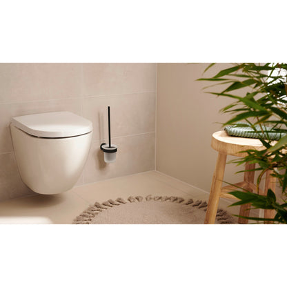 tesa MOON BLACK WC-Bürstenhalter, schwarz matt, inkl. Klebelösung – Anwendung