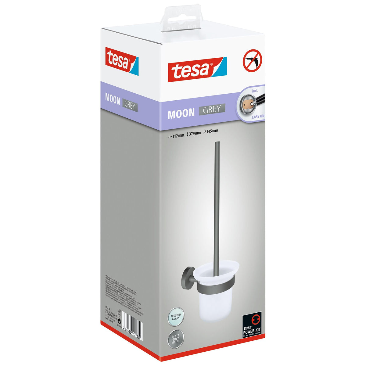 tesa MOON GREY WC-Bürstenhalter, grau matt, inkl. Klebelösung