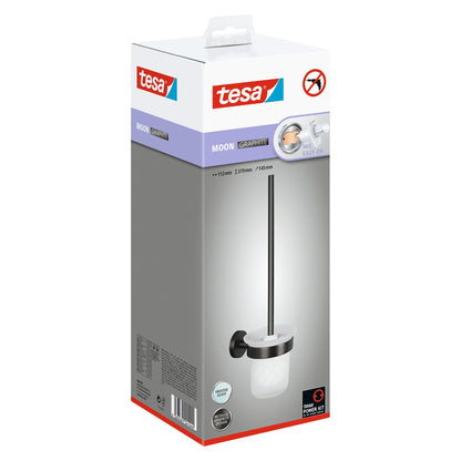 tesa MOON Graphite Toilettenbürste, selbstklebend, Metall PVD beschichtet
