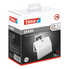 tesa EKKRO Toilettenpapierhalter mit Deckel, selbstklebend, verchromtes Metall