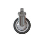 Ein einzelnes feststehendes 125mm graues Lenkrad von Diversey Deutschland GmbH & Co. OHG, passend für TASKI Trolleys; Packung enthält 1 Stück aus dem TASKI Trolley Rad Set fixiert 125mm, kompatibel mit passenden Bockrollen.