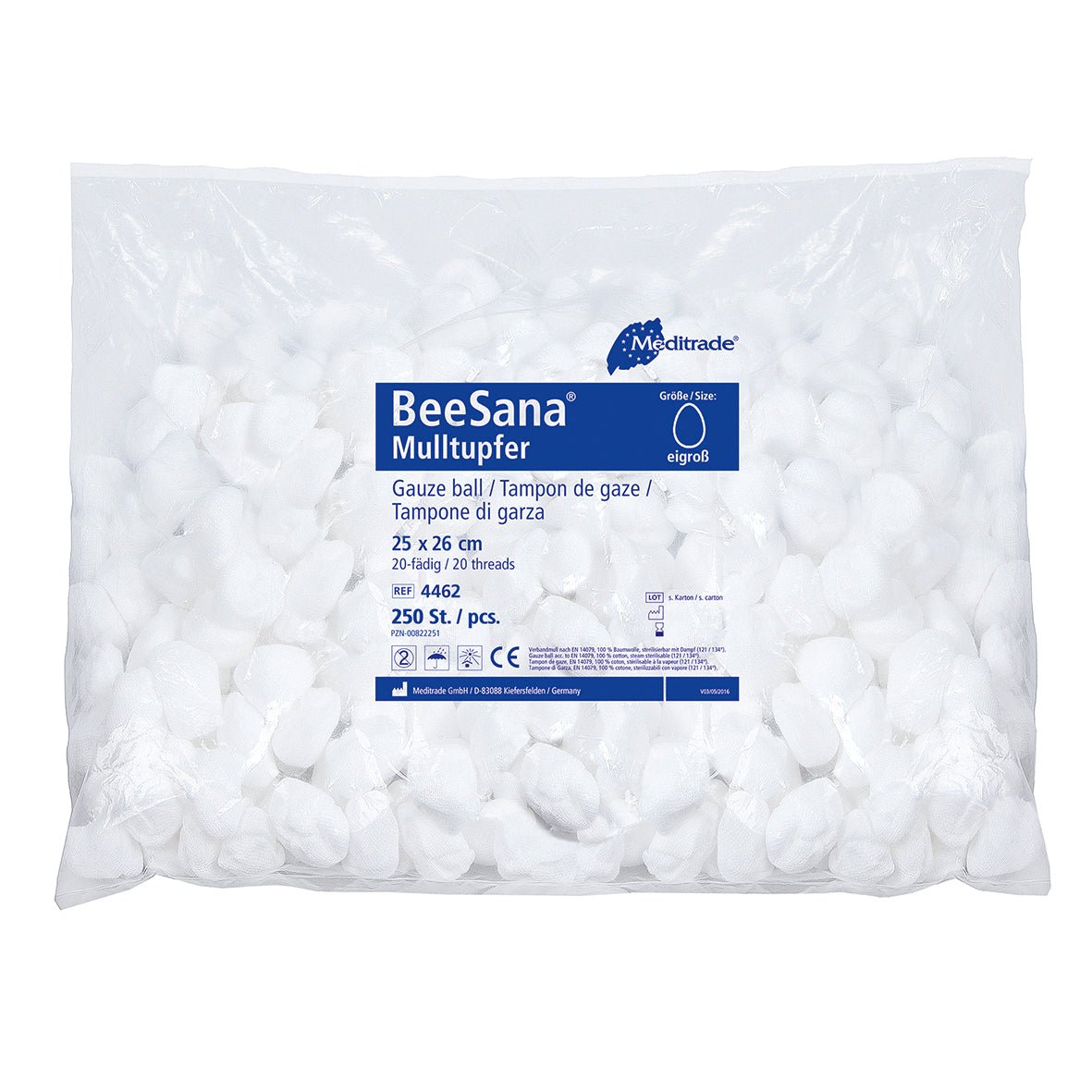 Tampon de tifon BeeSana®, fără RöKo, nesteril, 25 x 26 cm, formă rotundă, mărimea unui ou | Pachet (250 bucăți)