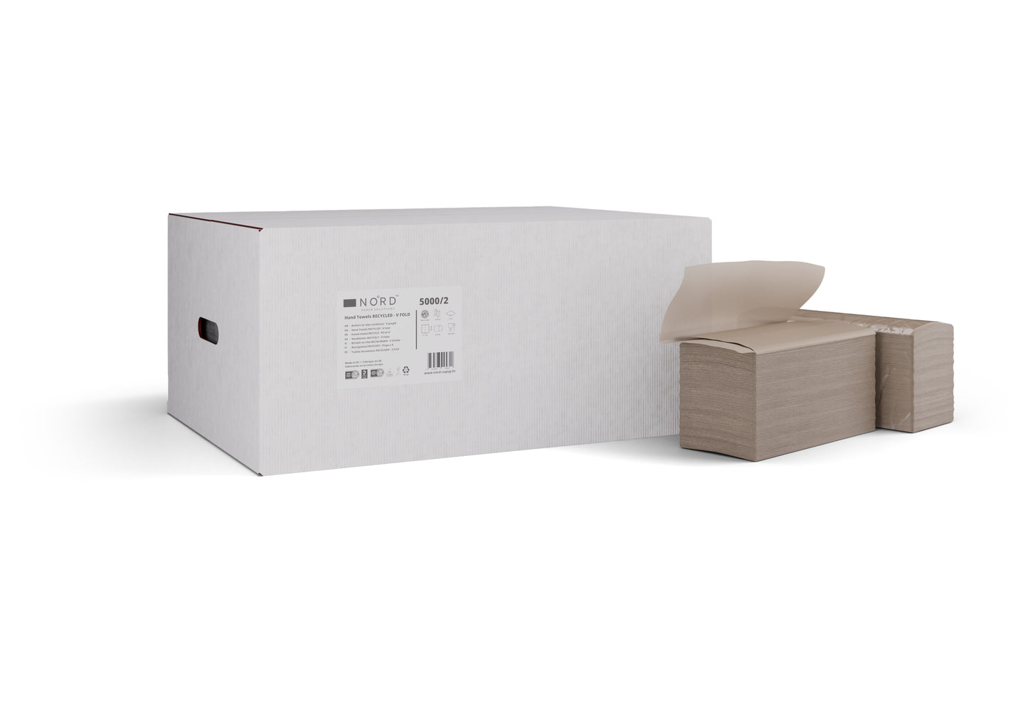 Prosoape de hartie, pliat in V, 23,5x21cm, maro, 20x250 coli | Cutie (20 pachete)