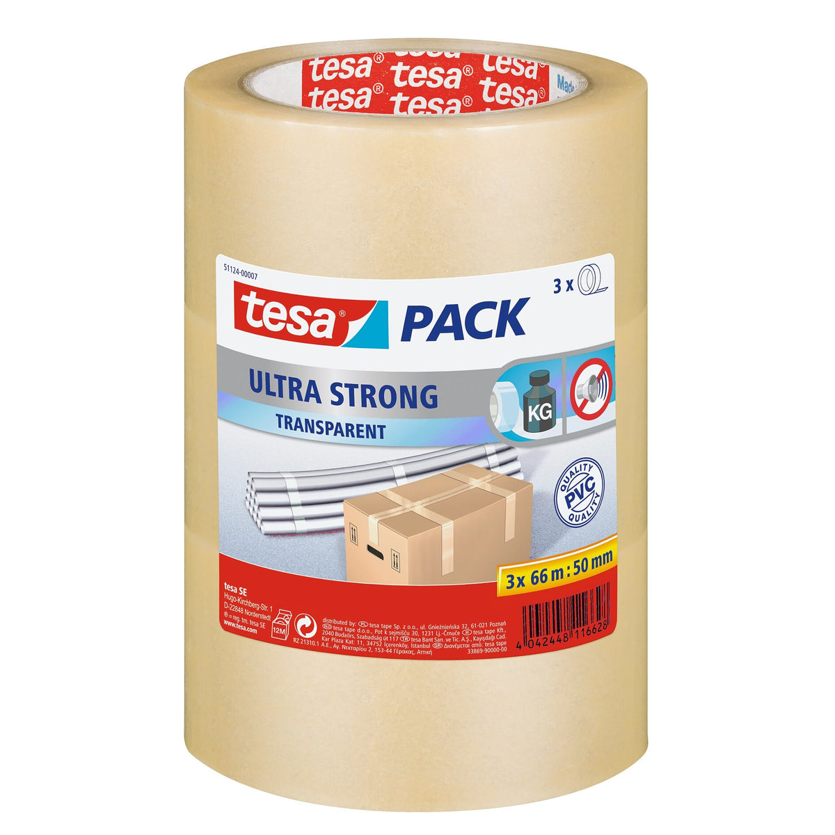 tesapack Ultra Strong Packband transparent, 66 m x 50 mm