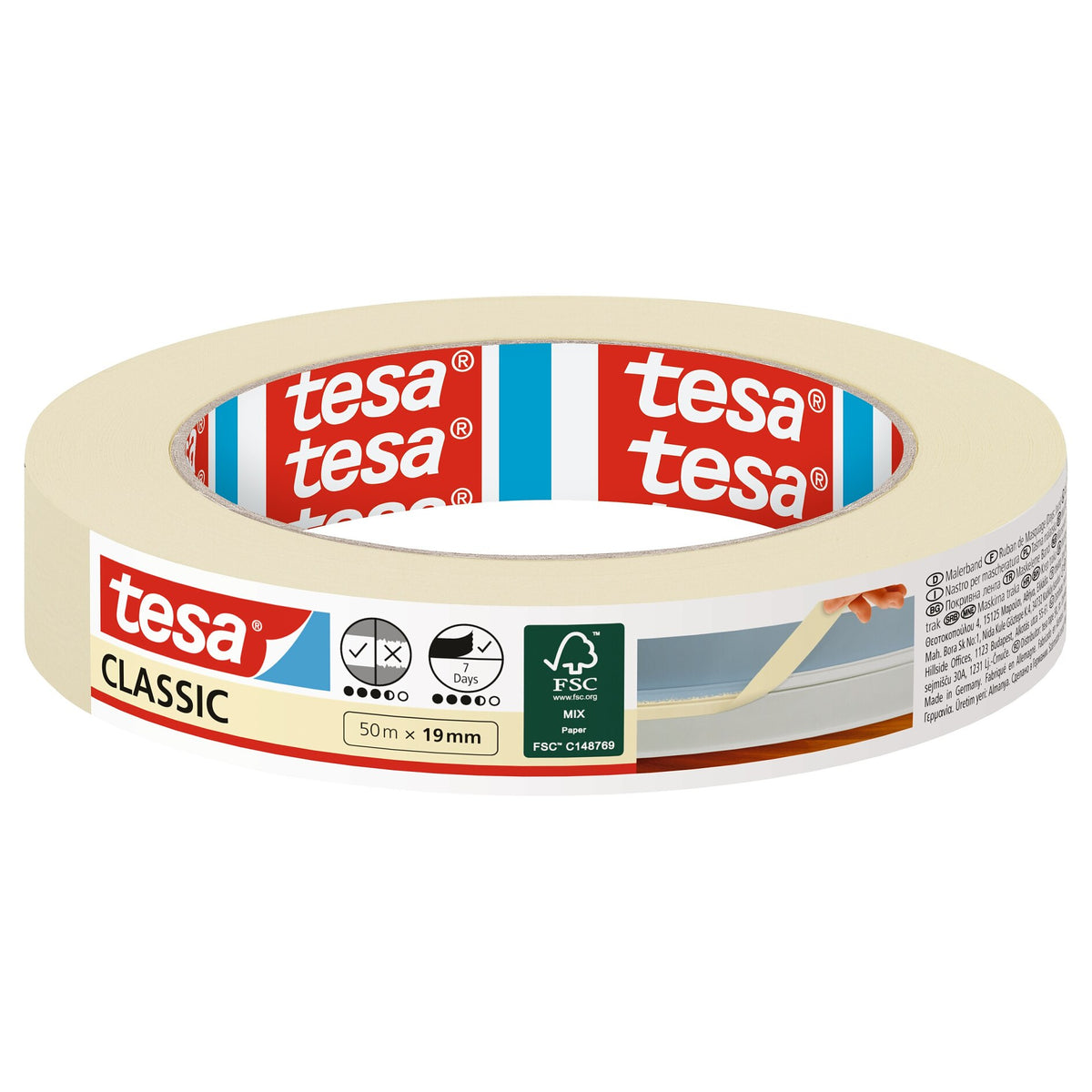 tesa 52803 Malerband Classic, 50 m x 19 mm, braun