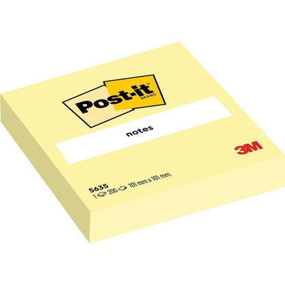 Blocul de notițe Post-it® de la 3M Deutschland GmbH în galben are 200 de foi (101 x 101 mm), ideal pentru nevoile de birou. Blocul poartă eticheta "notes", este certificat 100% PEFC (SGSCH-PEFC-COC-110078) și conține toate logo-urile de marcă.