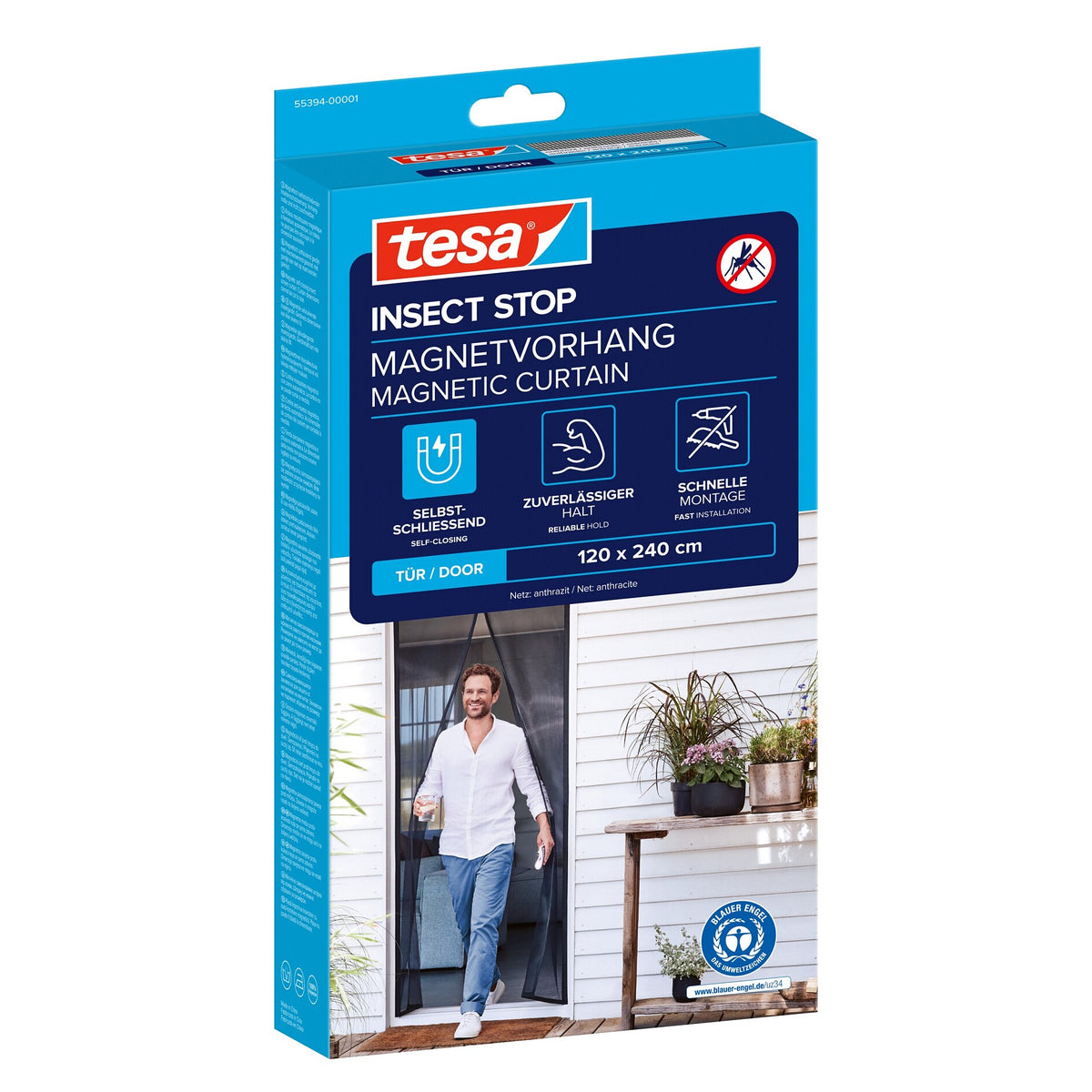 tesa INSECT STOP Magnetvorhang für Türen schwarz, 120 x 240 cm
