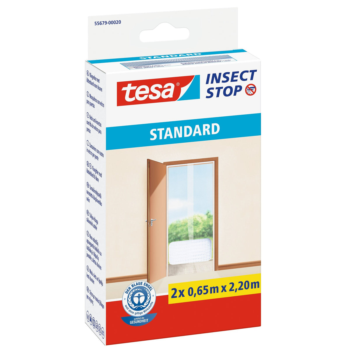 tesa STANDARD Fliegengitter für Türen, 65 x 220 cm, weiß