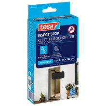 tesa INSECT STOP Klett Fliegengitter für Türen, 65 x 220 cm Standard, anthrazit