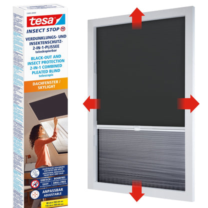 tesa insect-duo-pleated-screen-roof-windows Sonnenschutz, 102 x 164 cm, weiß