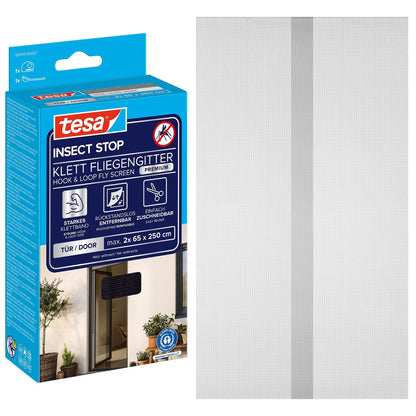tesa INSECT STOP Klett Fliegengitter Premium für Türen schwarz, 65 x 250 cm
