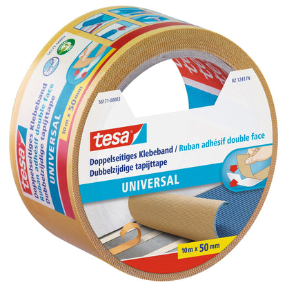 tesa 56171 Doppelseitiges Klebeband, universal, 10 m x 50 mm, weiß