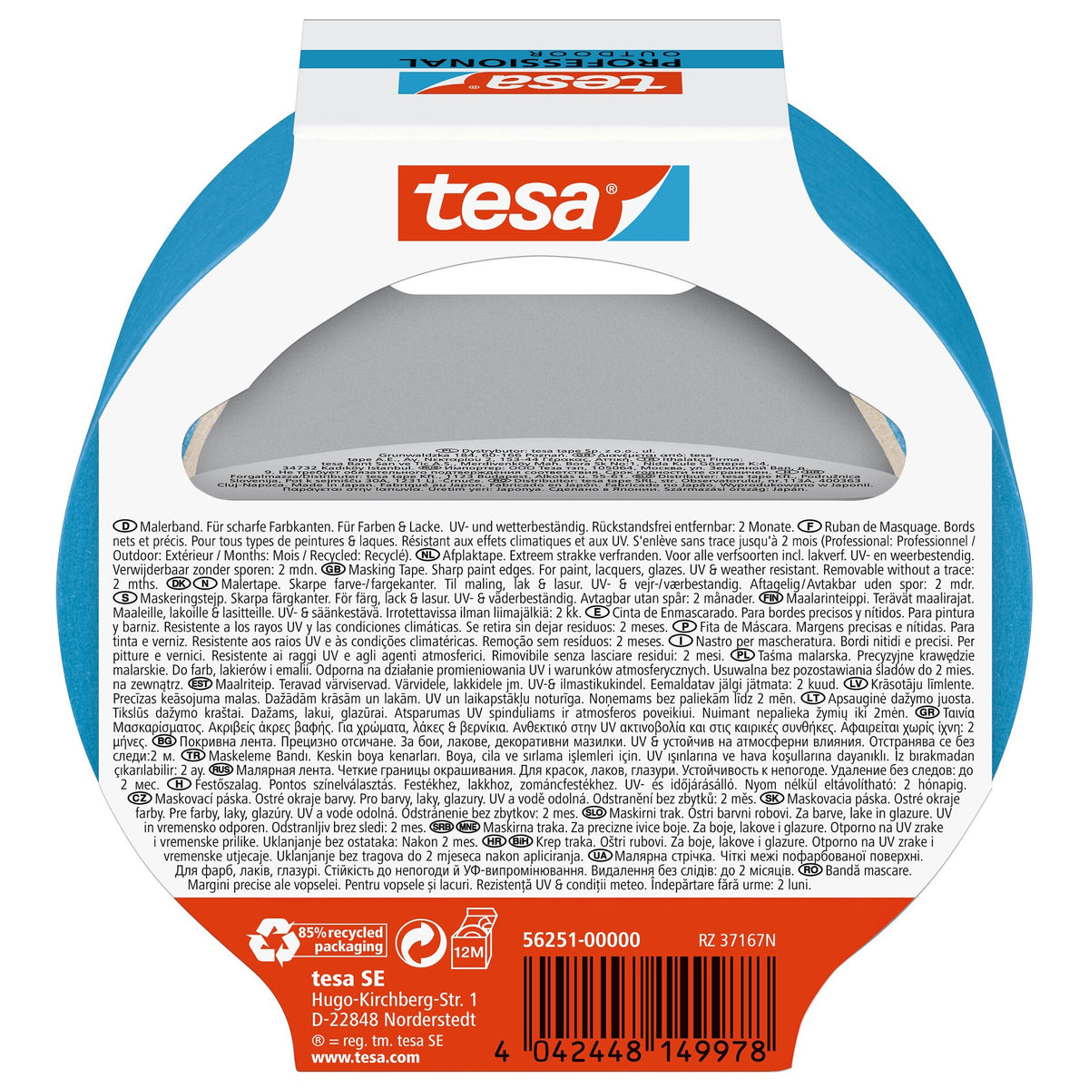 tesa Professional Outdoor Malerband, blau 25 m x 38 mm