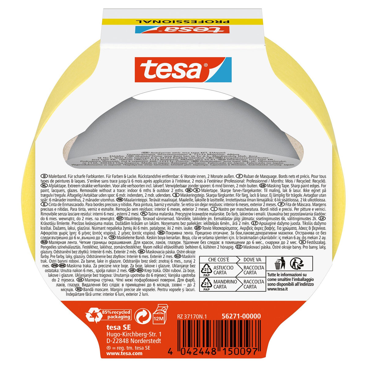 tesa Professional Malerband, gelb 25 m x 38 mm