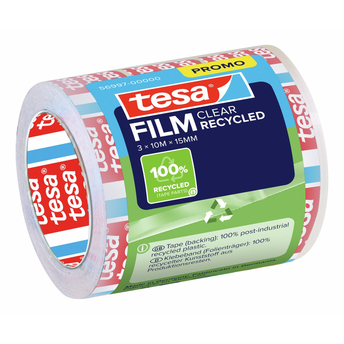 tesafilm CLEAR RECYCLED, 10 m x 15 mm, transparent, 3 Rollen