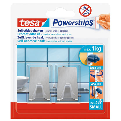 tesa Powerstrips Haken S Metall Eckig, weiß