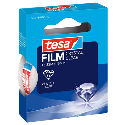 tesafilm CRYSTAL CLEAR, transparent, in Hängefaltschachtel 33 m x 15 mm