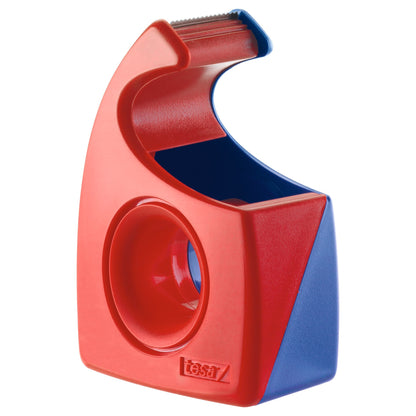 tesa 57443 Easy Cut Handabroller, leer, für Rollen bis 10m x 19mm, rot-blau