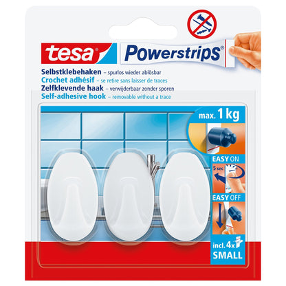 tesa Powerstrips Haken Small Oval weiß