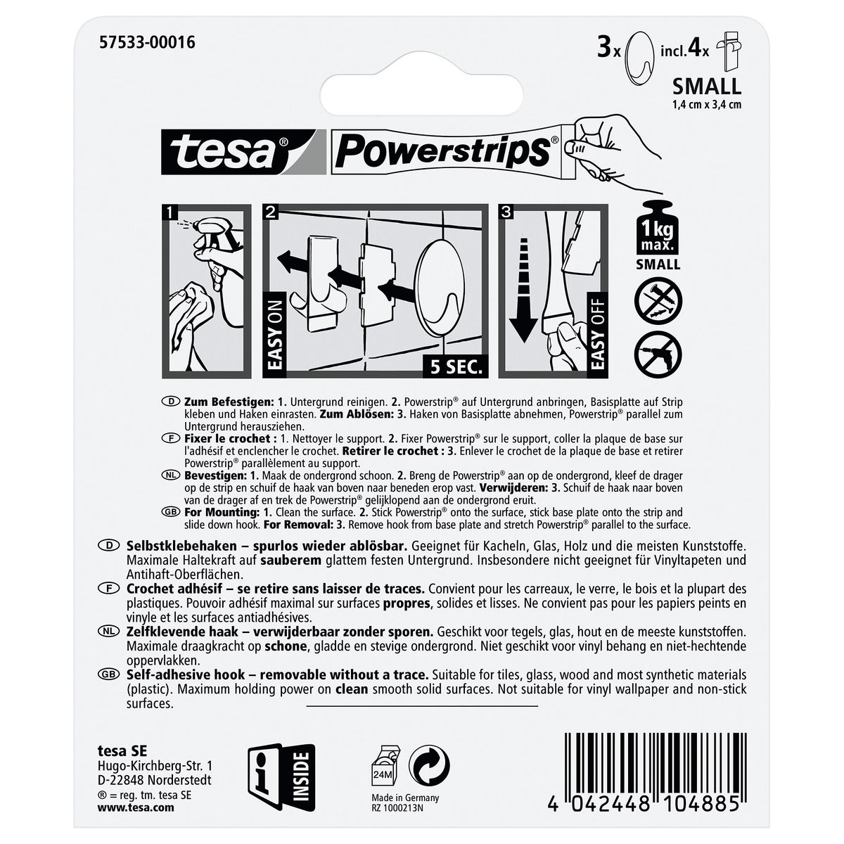 tesa Powerstrips Haken Small Oval weiß