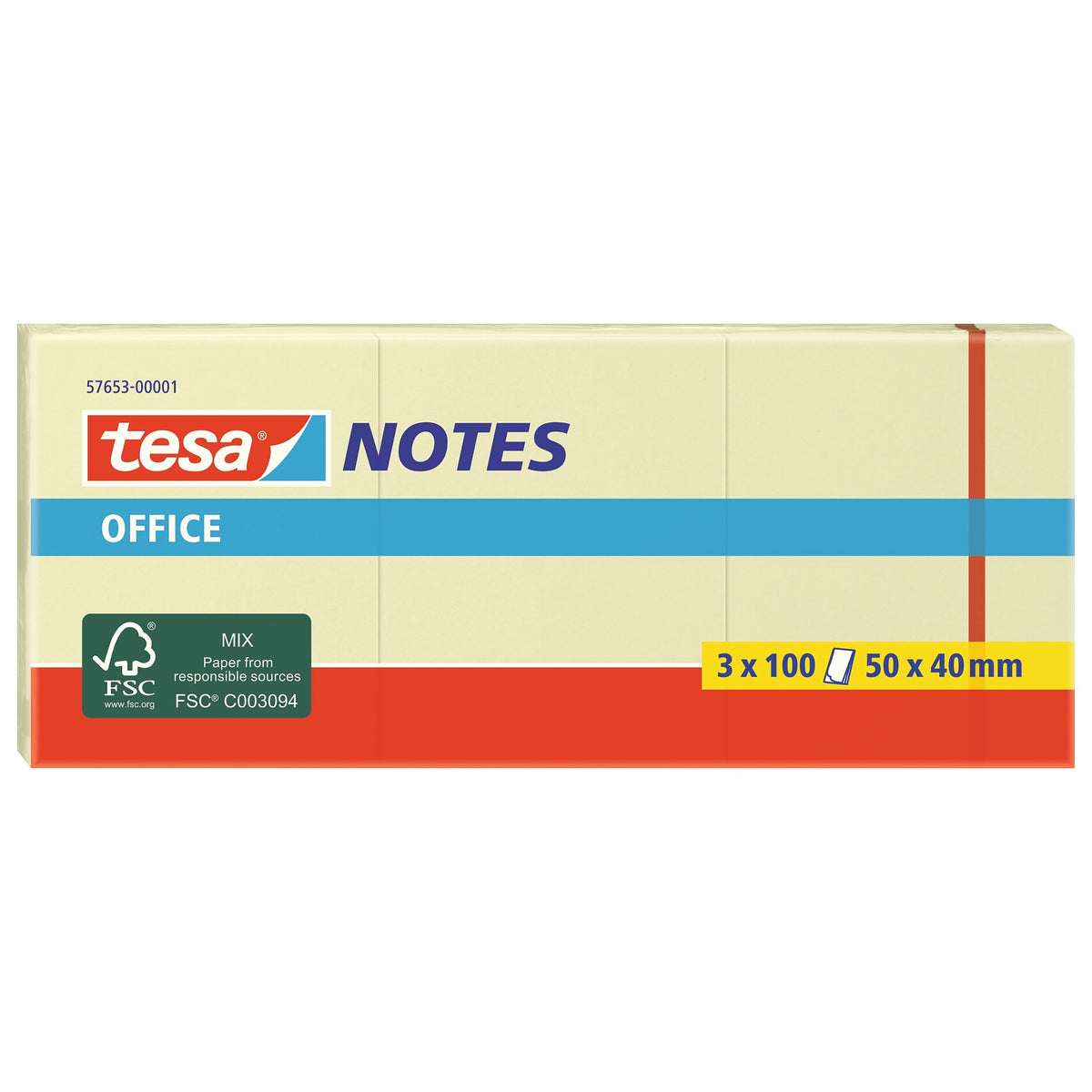 tesa Office Notes Haftnotizen gelb, 3 x 50 mm