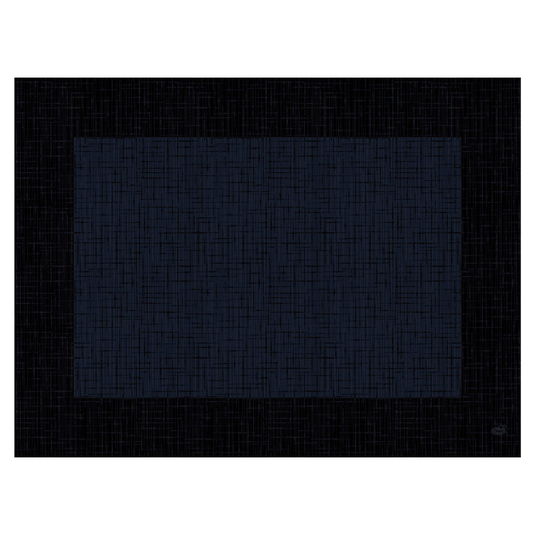 O imagine abstractă care arată un dreptunghi mare albastru închis cu un model de grilaj texturat, amintind de setul de masă sofisticat Duni Dunicel® 30 x 40 cm „Linnea Black” de la Duni GmbH, pe un fundal negru care reflectă structura grilajului.