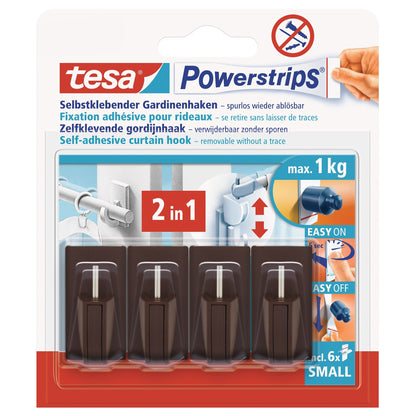 tesa Powerstrips Vario-Gardinenhaken braun