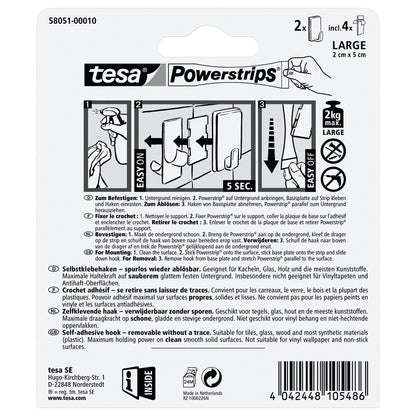 tesa Powerstrips Haken Large Classic chrom