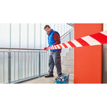 Banda de delimitare tesa 58137PE Signal fără adeziv, 100 m x 80 mm, roșu-alb – Utilizare