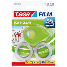 Mini-deschizător tesafilm + 2 role Eco Clear, verde