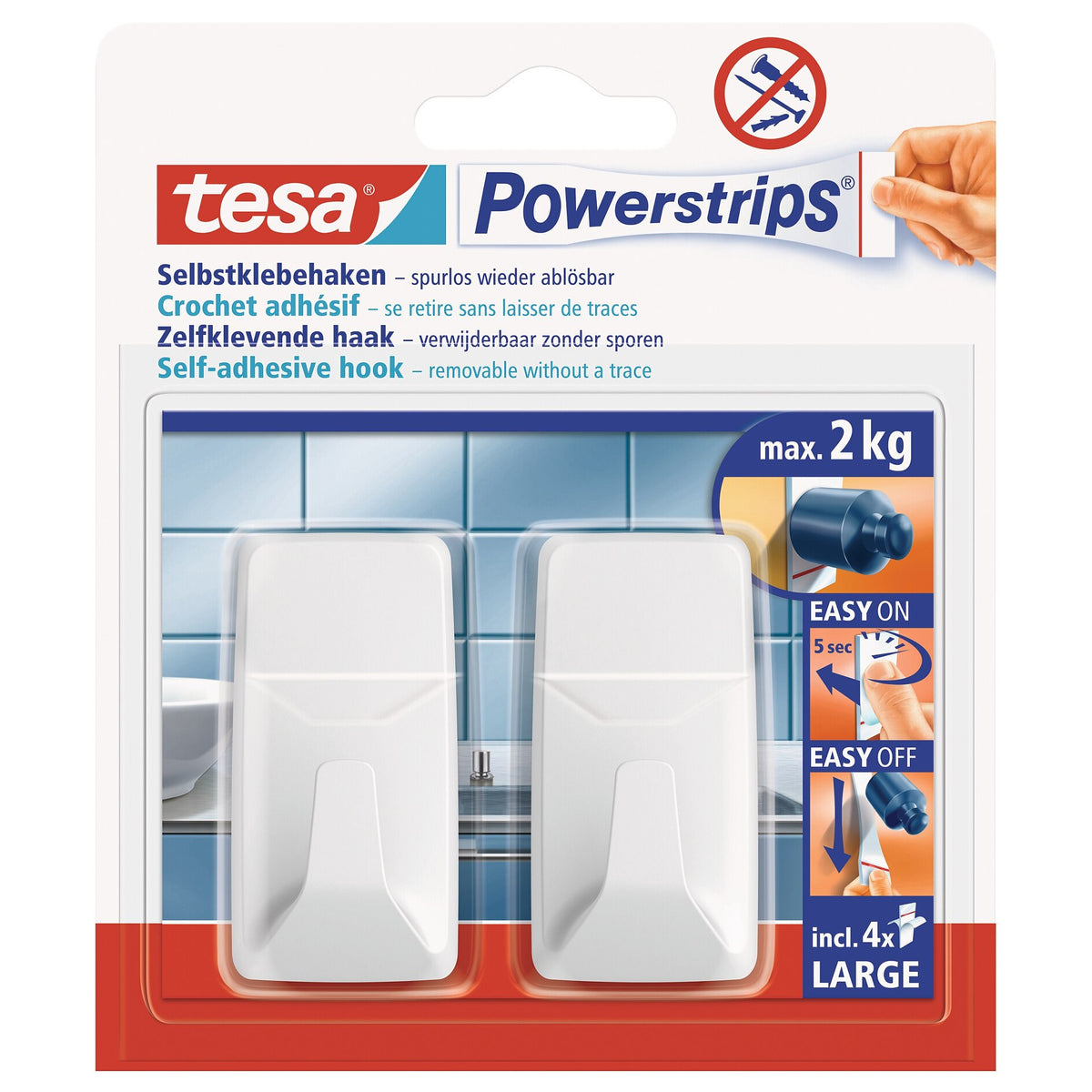 tesa Powerstrips Haken L Eckig Weiß