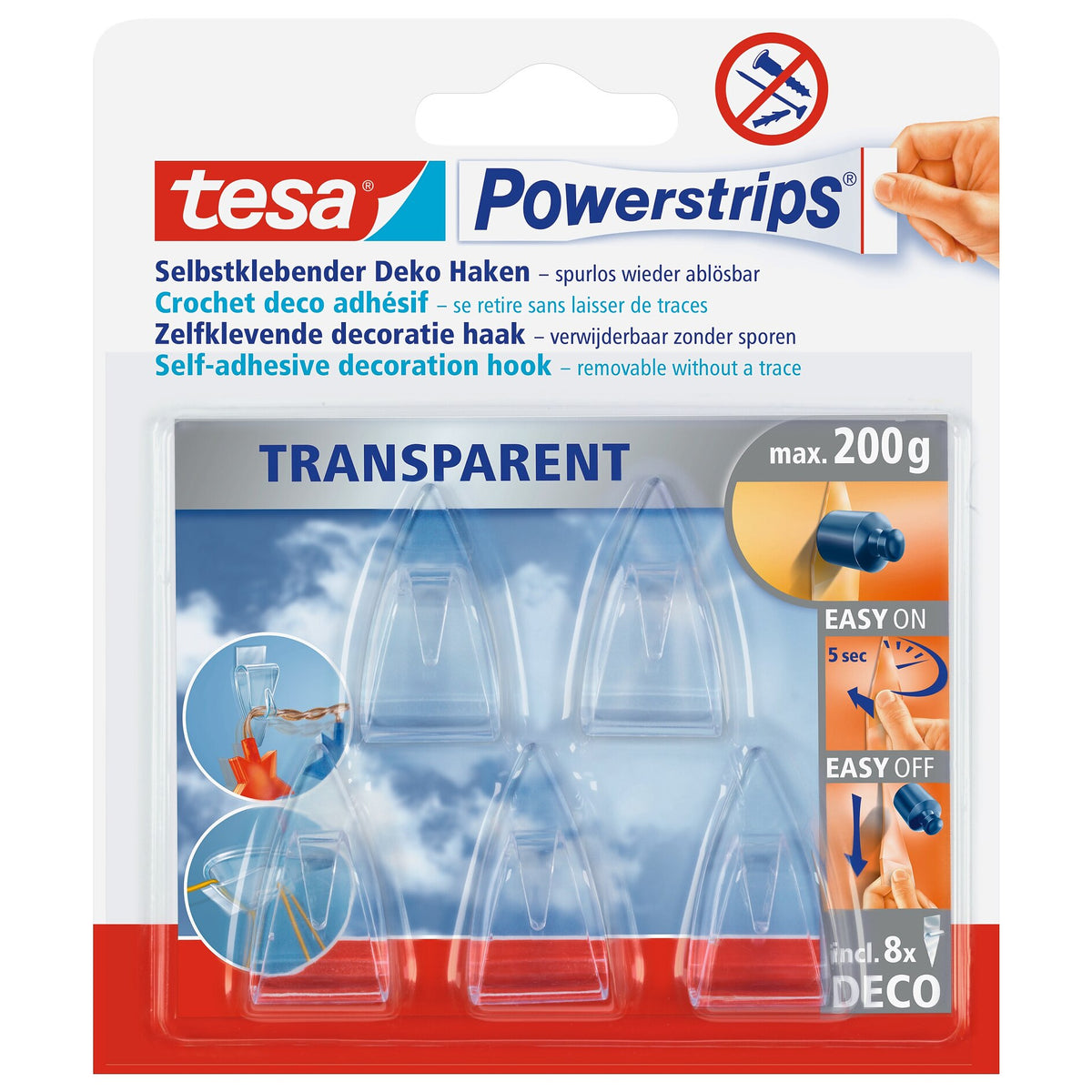 tesa Powerstrips DECO Haken SMALL, transparent
