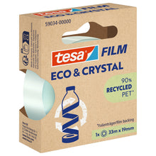 tesafilm Eco & Crystal, transparent, în cutie pliantă suspendată, 33 m x 19 mm