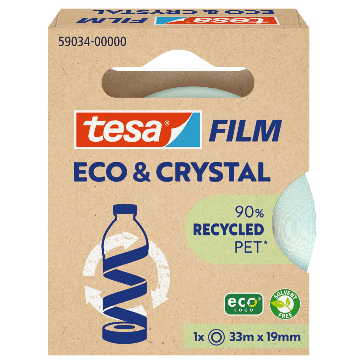 tesafilm Eco & Crystal, transparent, in Hängefaltschachtel, 33 m x 19 mm