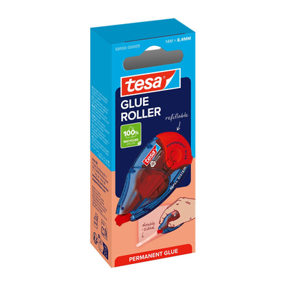 tesa GLUE ROLLER Permanent, transparent, nachfüllbar, 14 m x 8,4 mm