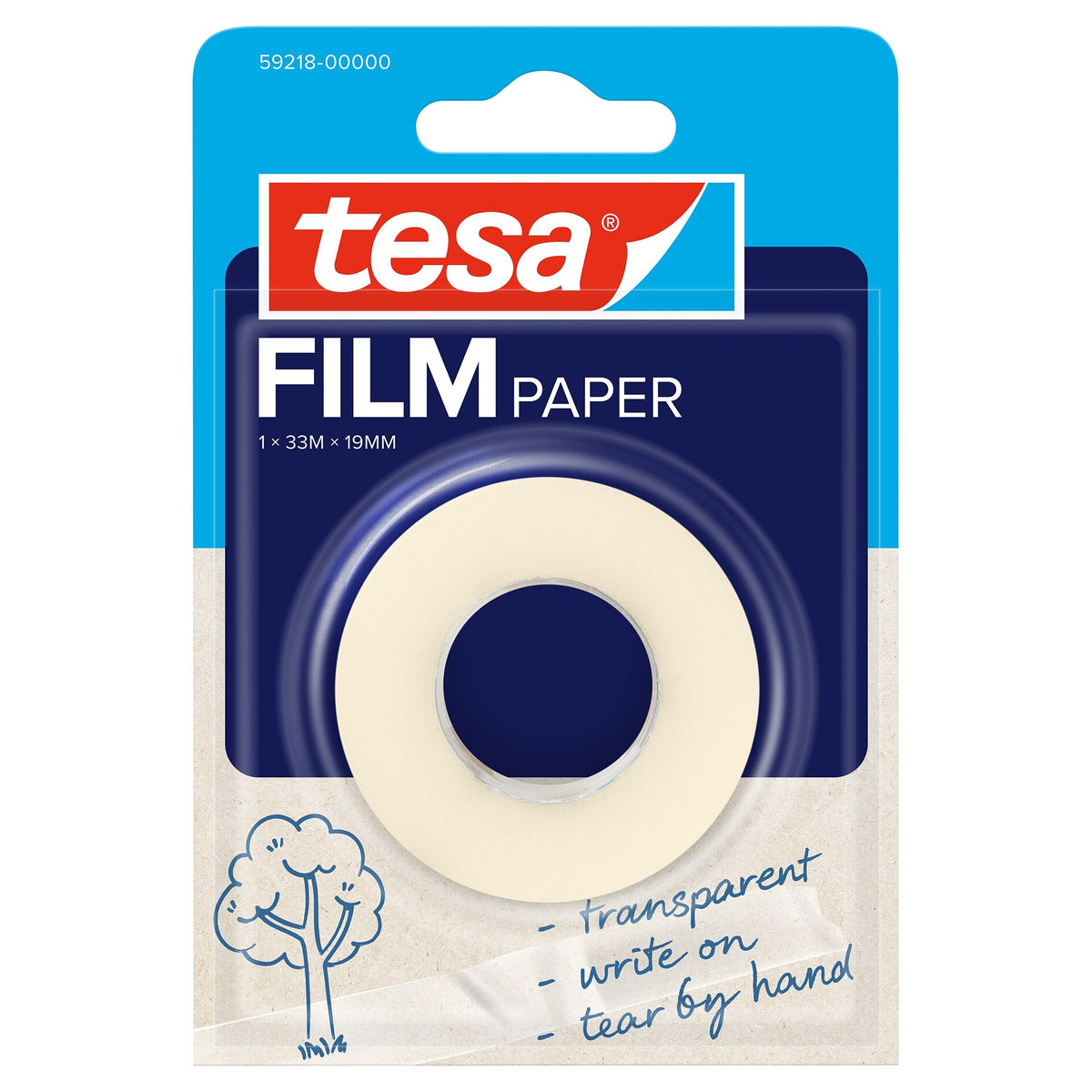 tesafilm PAPER, transparent, im Blister, 33 m x 19 mm
